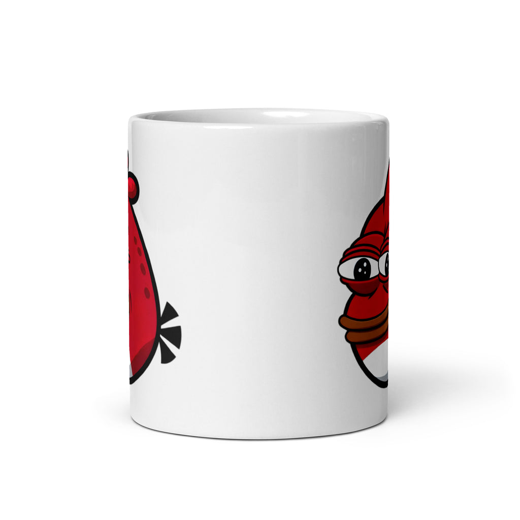 Front view of the Angry Pepe Mug (11oz), showcasing Pepe the Frog transformed into an Angry Bird, capturing the essence of frustration, meme culture, and chaos, printed on a novelty coffee cup for internet dwellers.