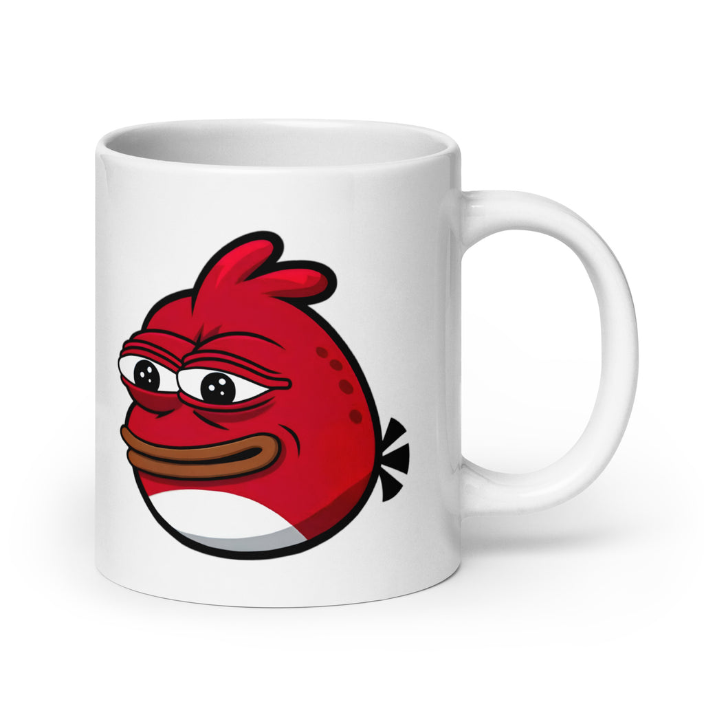 Extra-large Angry Pepe Mug (20oz), featuring Pepe the Frog fused with the Angry Birds aesthetic, proving that sometimes you just need to scream into the void, printed on an oversized novelty coffee cup for meme lovers and rage enthusiasts.