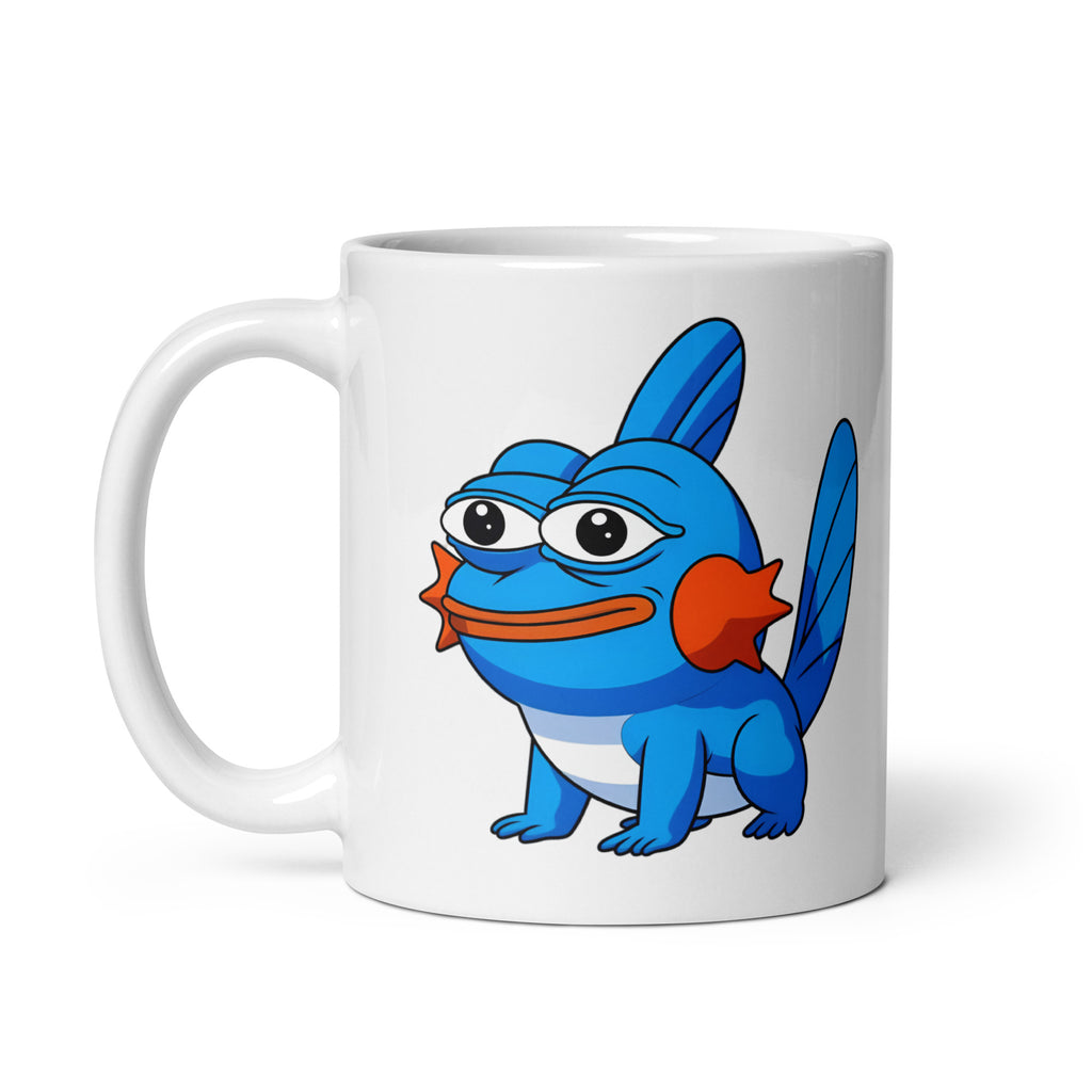11oz mug with MudFrog artwork, the Pokémon x Pepe crossover, combining Water-type vibes with pure existential confusion, handle on the left.